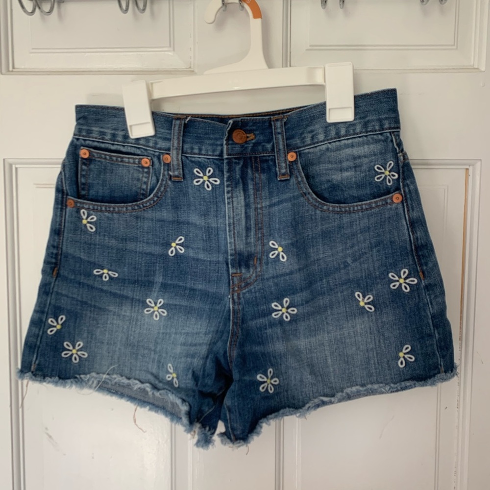 MADEWELL FLORAL DENIM SHORTS